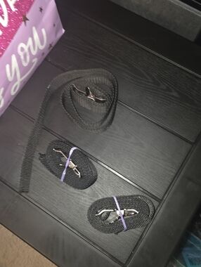 10 Black Straps with Metal Clips (Set)